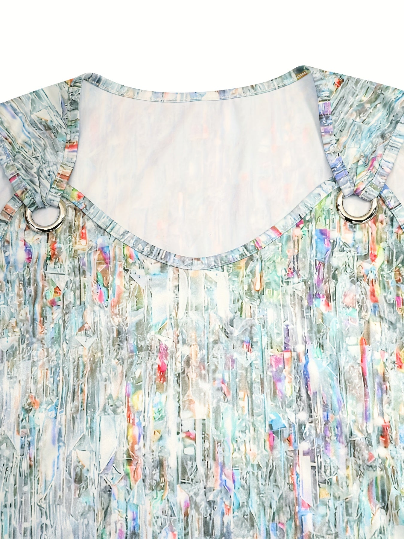 Allover Print Ring Tank Top, Casual Sleeveless Tank Top For Summer, Women'S Clothing