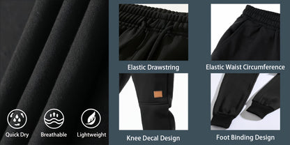 Set of 3 Boys' Warm Fleece Jogger Pants, Suitable for Casual Wear. Available in Black, Gray, Blue, And Dark Gray, These Teenage Activewear Joggers Feature a Drawstring Waistband And Ribbed Cuffs, Ideal for Outdoor Activities