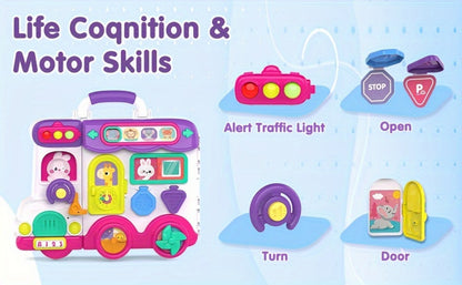 Musical Busy Board Learning Toy - 54 interactive bilingual English and Spanish activities