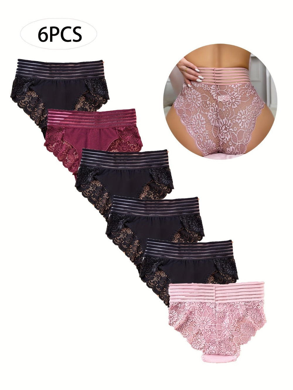 Women's 6-Pack Mid-Rise Briefs - Lace Everyday Comfort