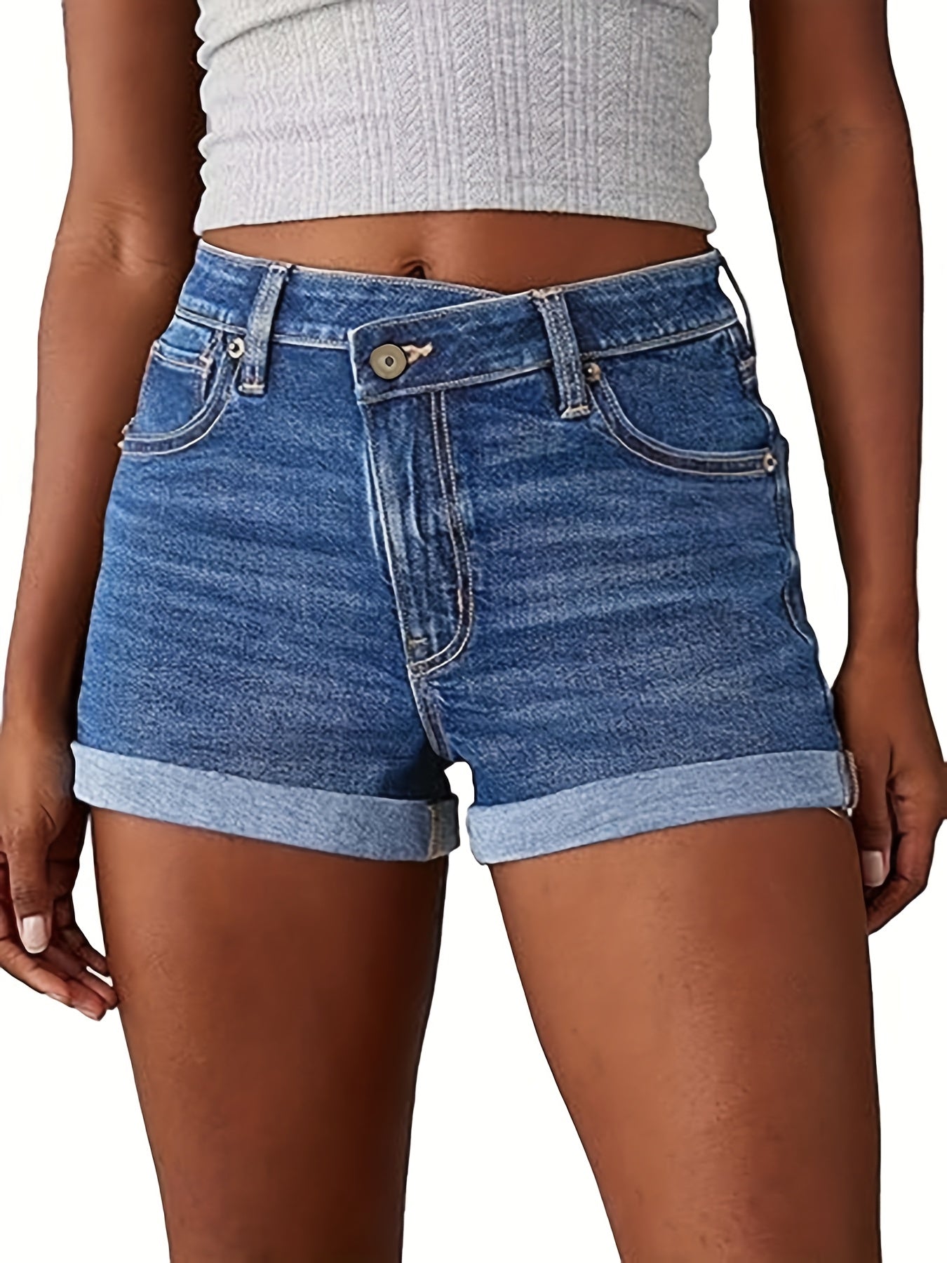 Design of Multicolored Asymmetric Closure Rolled Hem Elastic Shorts