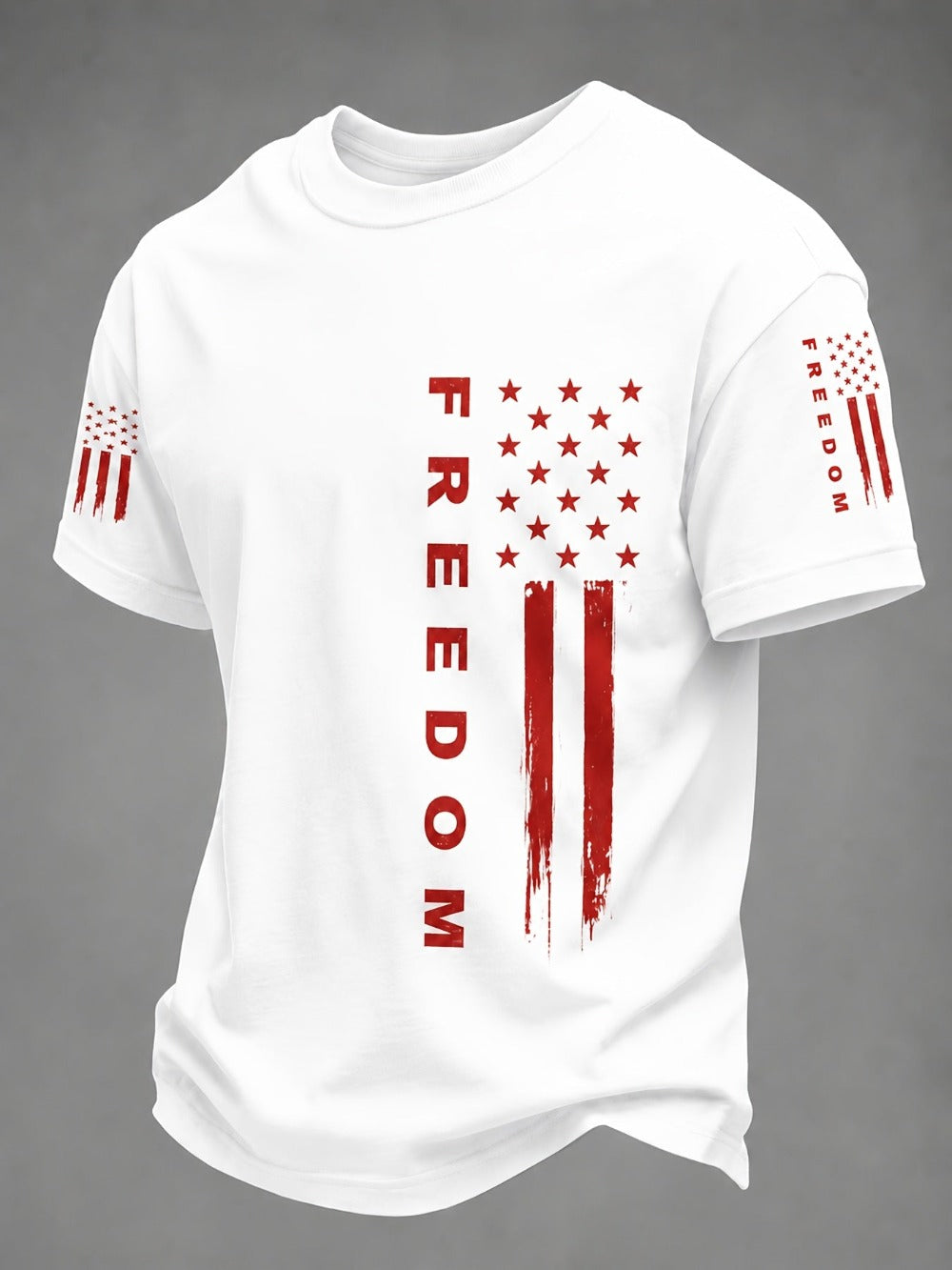 Men's Patriotic T-Shirt - Round Neck Short Sleeve Travel Style