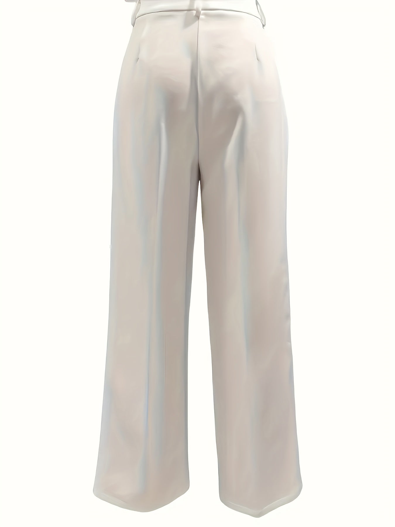 2pcs Set of Women'S Elegant Solid Color Slanted Pocket Straight Leg Pants, Suit Pants, Women'S Work Pants, Office Wear, Solid Color, Machine Washable