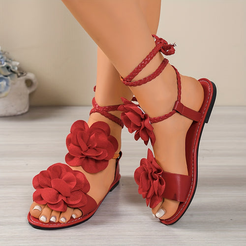 Introducing The Latest Women'S Woven Rope Sandals, Featuring a Chic Bohemian Design with Vibrant Floral Prints, Perfect for Parties, Work, And Casual Getaways., Women Shoes