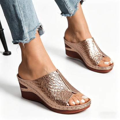 Comfortable And Stylish Slip-On Sandals For Women, Perfect For Both Indoor And Outdoor Use, Featuring A Round Toe Design, Ideal For Casual Wear And Holidays With A Wedge Midsole, Sandals For Women Summer, Womens Sandals, Womens Shoes
