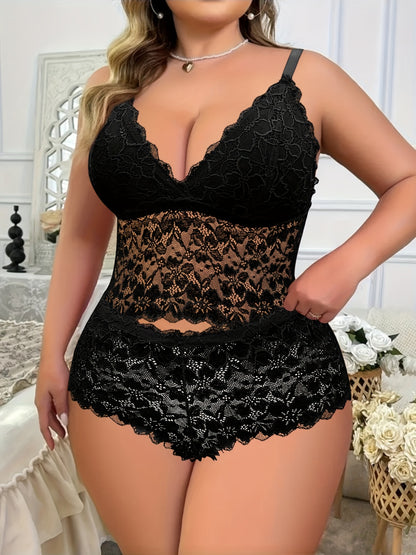 2pcs Set: Plus Size Women's Camisole & High-Waisted Panty Set