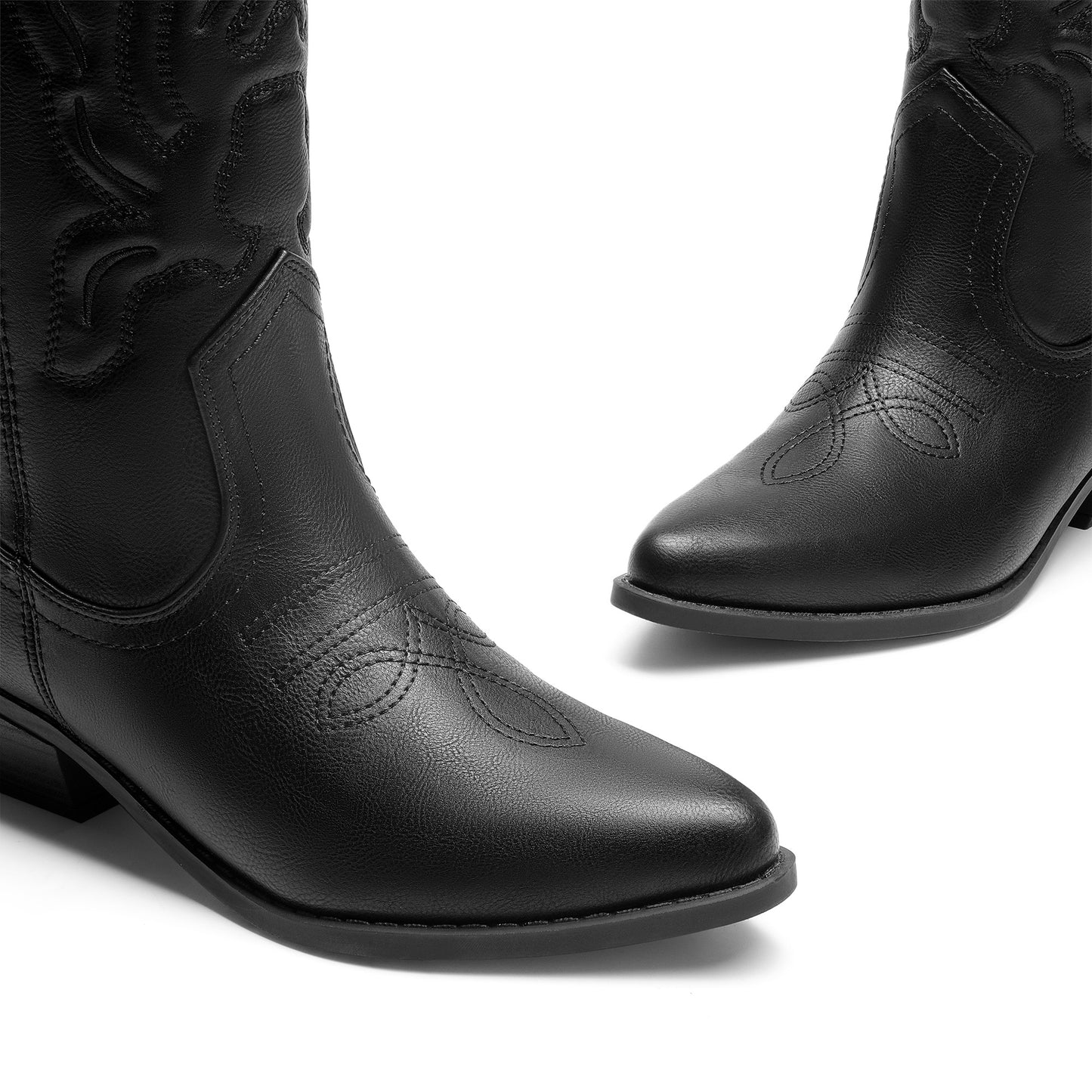 Women's Cowboy Boots Mid Calf Cowgirl Boots Embroidery Stitched Western Boots