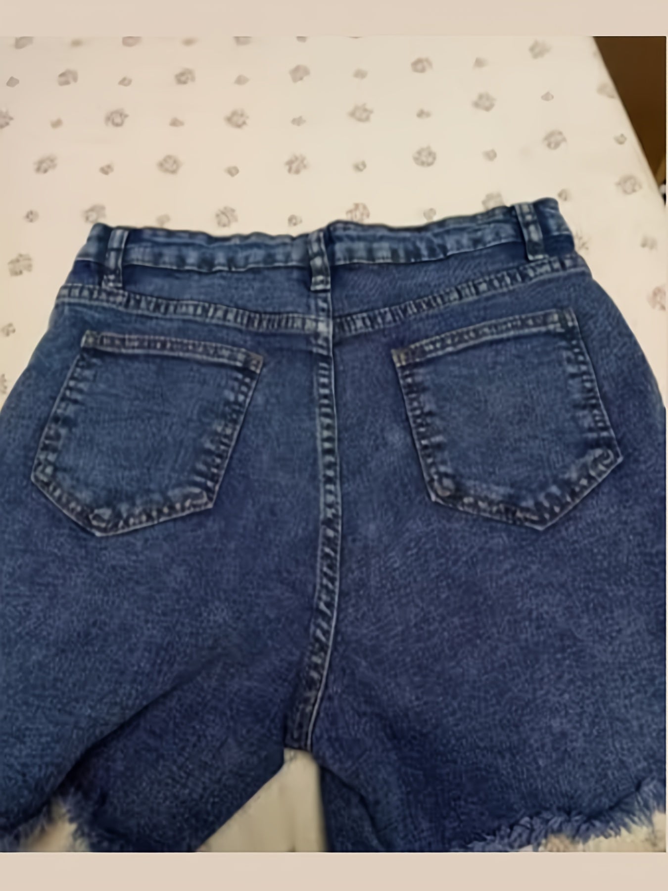 Dark Blue Denim High-Waist Denim Shorts - product view 5