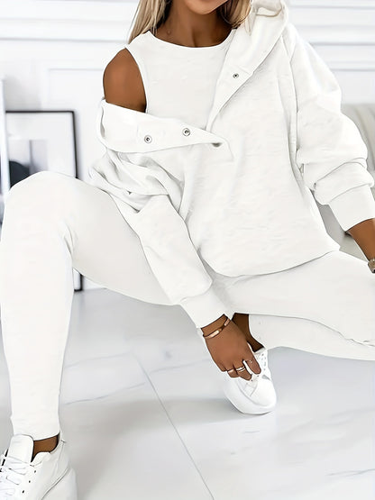 Women'S Spring And Autumn Sportswear Hoodie Slim Pants Two-Piece Set