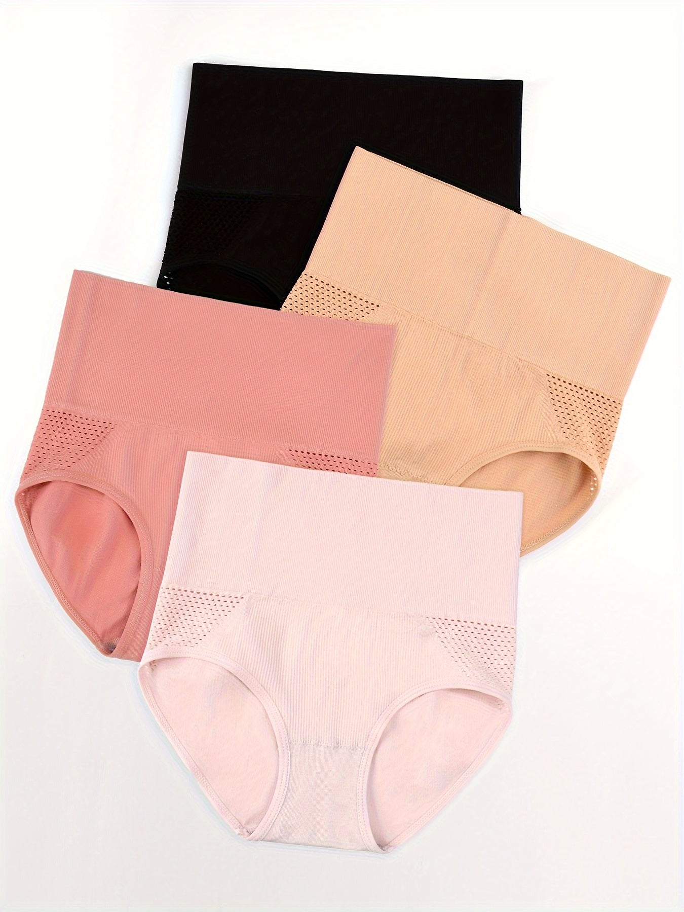 4-pack High Waisted Compression Underwear, Women'S Mesh Breathable Hip Lifting Triangle Pants, Tight Waistband And Body Shaping Pants