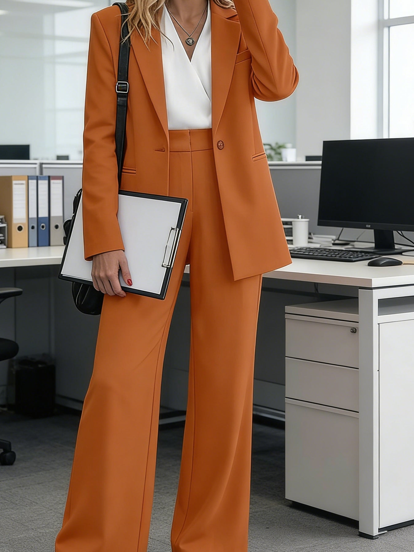 Women'S Suit Set | Soft Fabric Classic Relaxed Fit Tapered Silhouette | Casual Blazer Pants Two Piece Set Business Formal Style for Business Trip And Networking Event Occasions | Structured