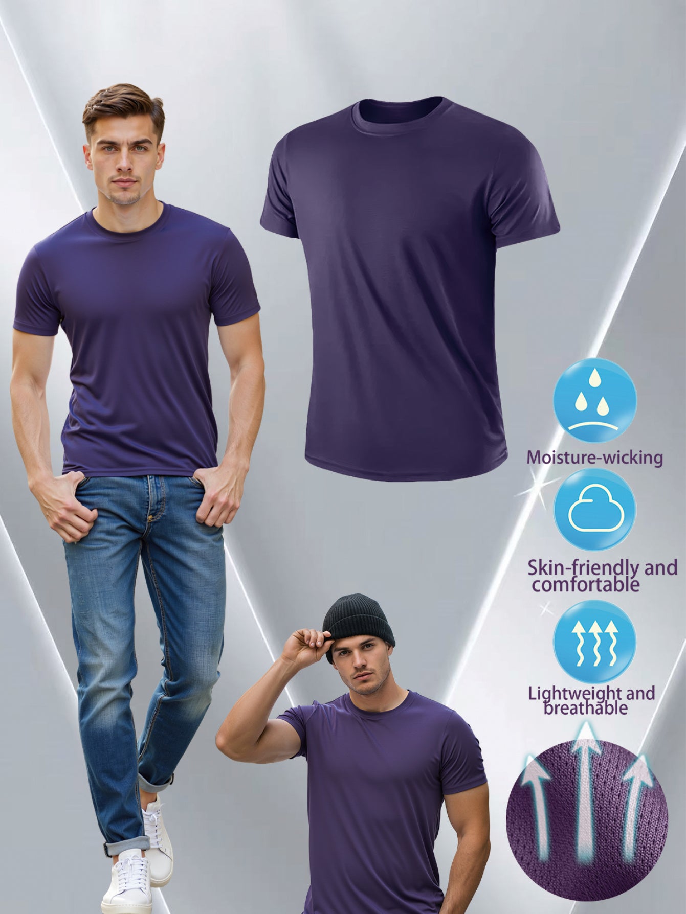 Set of 6 Men'S Lightweight Crew Neck T-Shirts That Dry Quickly - Made from Breathable, Moisture-Wicking, Ideal for Gym Sessions, Running, And Fitness Training - Offered in Various Colors, Making Them a Perfect Gift Choice for Workout Apparel