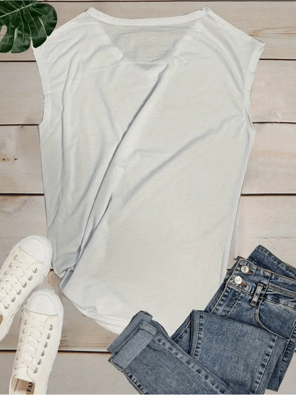 Women's Limoncello Pattern V-neck Vest Top-Sleeveless Casual Summer Spring Top with Limoncelli Bottle Design, Casual Summer Top| Sleeveless Top| Comfortable Fit