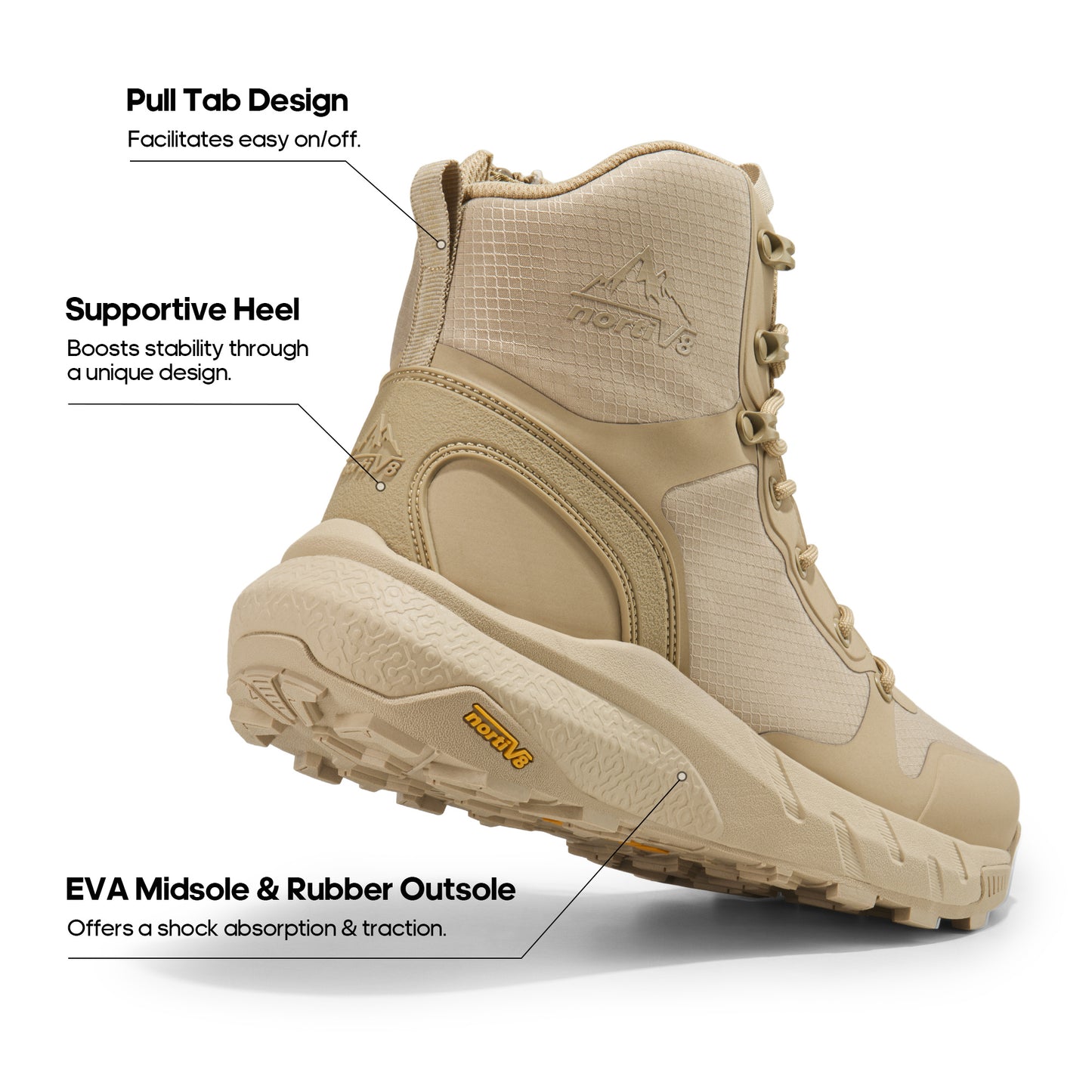 Men's Mid Tactical Boot Comfortable Waterproof Lightweight Boots with Zipper for Work All Day Non-Slip Outdoor Motorcycle Combat Boots