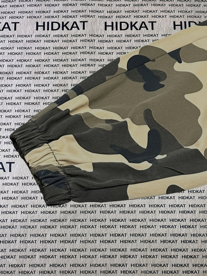 Women's Camo Cargo Pants Summer Lightweight Breathable Outdoor Casual Long Pants with Adjustable Elastic Waistband