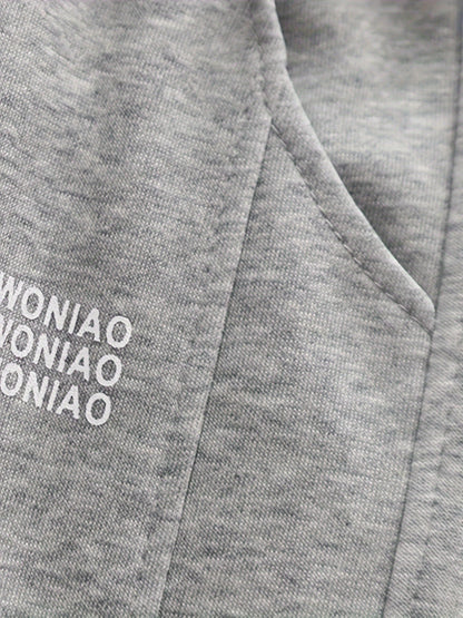 Wwowoniao Boys' Relaxed Fit Jogger Pants Made from a Featuring an Alphabet Design, Slightly Stretchy Knit Material, Equipped with Pockets, Suitable for Spring And Fall, Composed of 58% And 42% Polyester, Ideal for Outdoor Activities