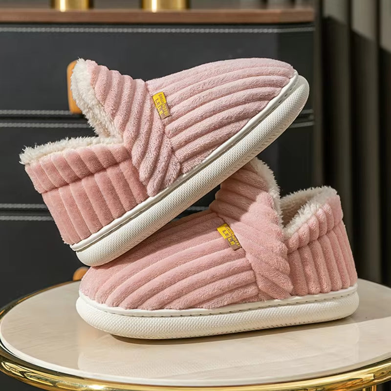 1 pcs Fashionable plush slippers, men's and women's winter indoor fluffy warm plush home slippers, outdoor plush soft fur slippers