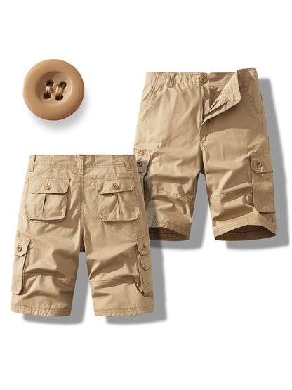 2-Pack Men'S New Multi-Pocket Work Shorts, 100% Pure Skin-Friendly And Breathable Fabric, Running, Travel, And Hiking Shorts, Wrinkle-Resistant And Durable Shorts