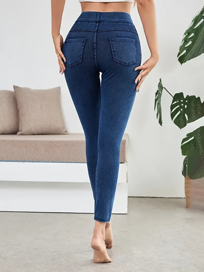 Women'S High-Waisted Soft Elastic Slim-Fitting Jeans, Basic Pencil Pants, Daily Out Yoga Pants, Easy Style, Versatile Basic Models, Machine Washable, Can Be Worn in All Seasons