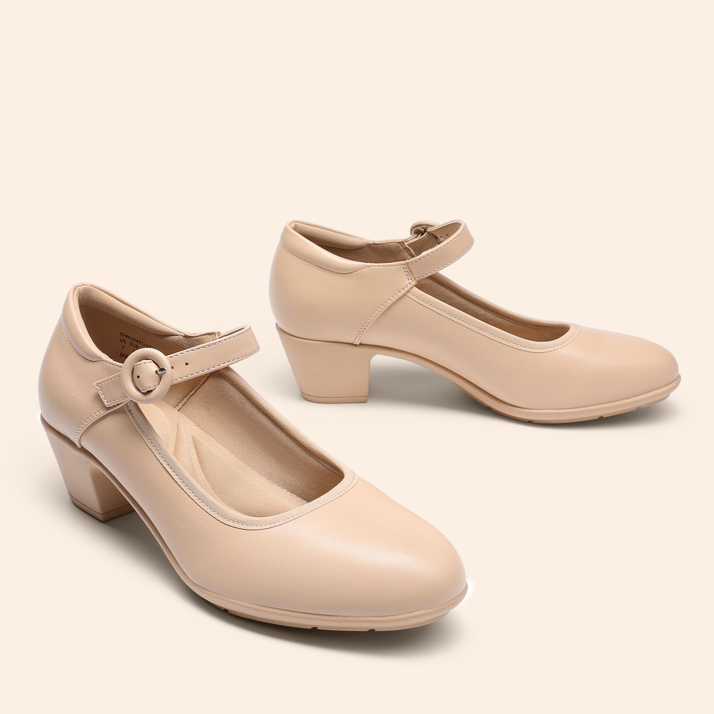 Women's Pumps Low Chunky Mary Jane Heels Closed Toe Comfortable Work Dress Shoes