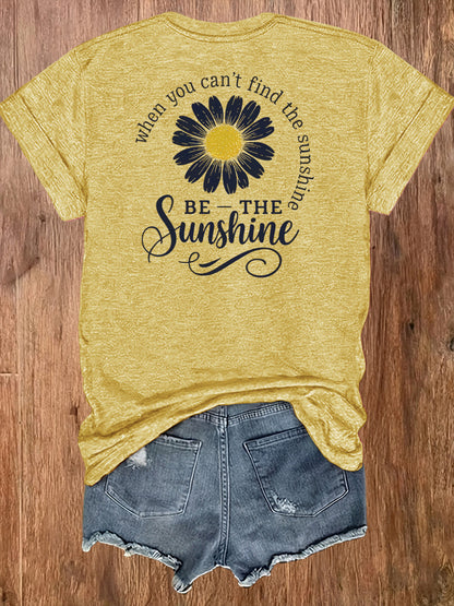 Women'S Casual Sports T-Shirt | Lightweight & Breathable European Summer Round-Neck Tee With Uplifting 'Be The Sunshine' Print - Ideal For Spring/Summer And Perfect For Various Occasions