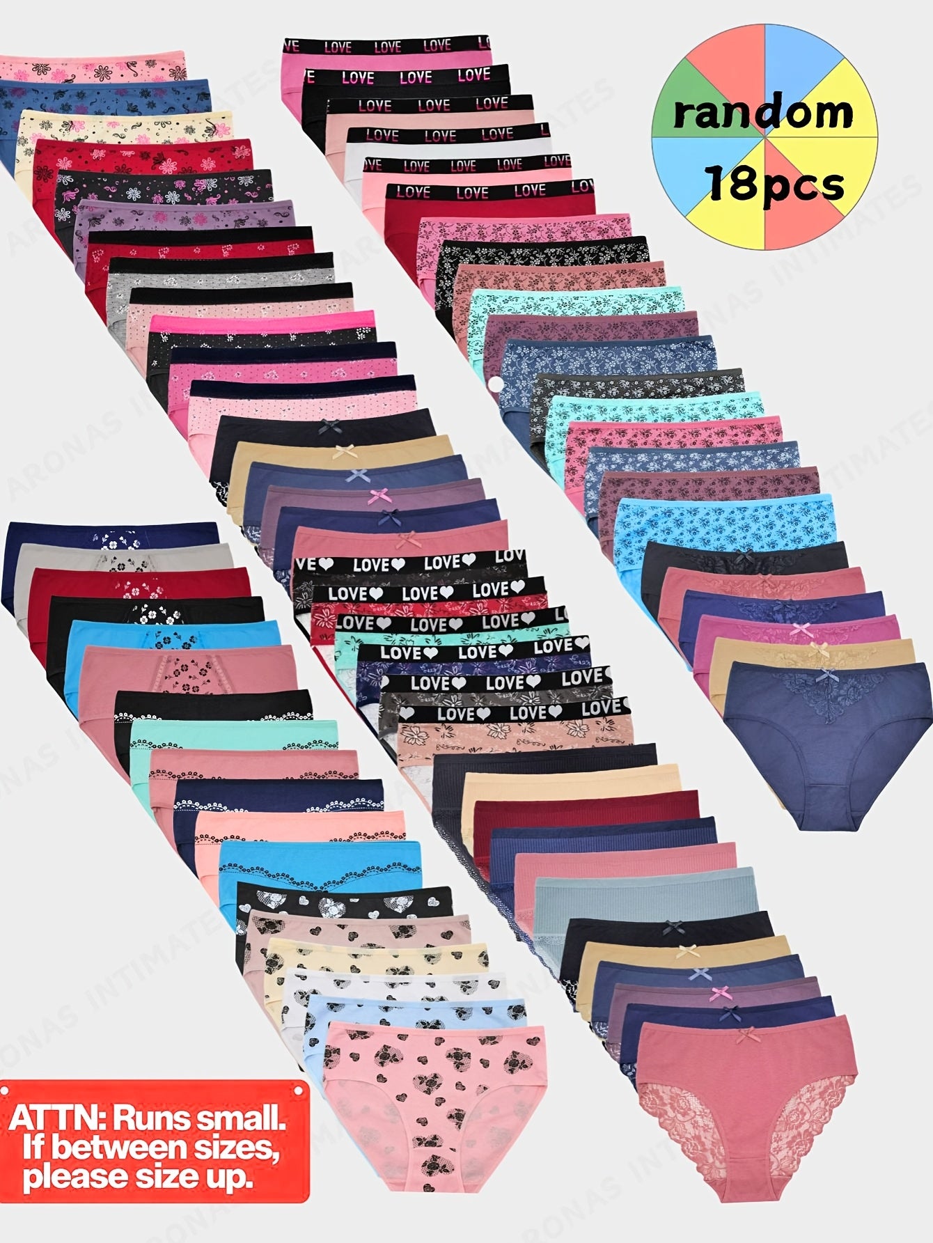 18pcs/ Pack Randomly Assorted Lace Women's Plus Size Panties