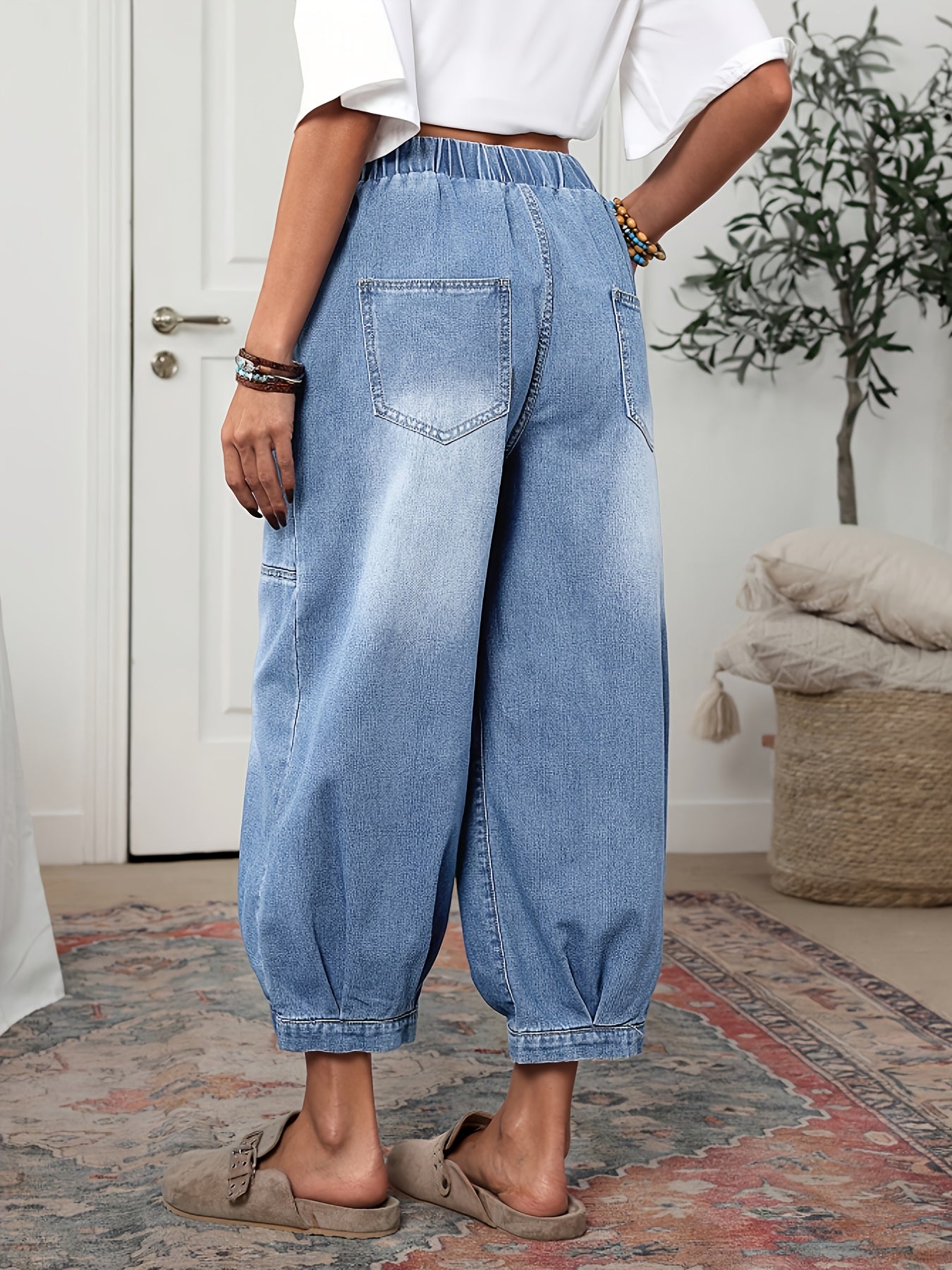 Women's Plus Size Denim Clothing Casual Loose Slant Pocket Autumn And Winter Carrot Pants