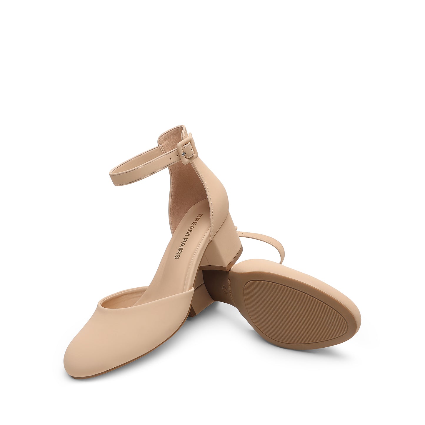 Women's Closed Round Toe Low Block Heels Ankle Strap Chunky Heel Pumps Dress Wedding Office Party Shoes Closed Toe Heels for Women Heels Closed Round Toe Chunky Block Pumps Shoes