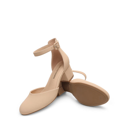 Women's Closed Round Toe Low Block Heels Ankle Strap Chunky Heel Pumps Dress Wedding Office Party Shoes Closed Toe Heels for Women Heels Closed Round Toe Chunky Block Pumps Shoes