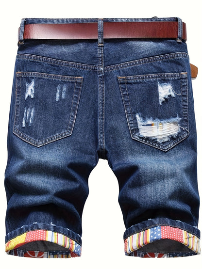KEEVOOM Men'S Light Blue Washed Gradient Denim Shorts - Summer Casual Slim-Fit Shorts for Outdoor Sports & Trendy Daily Outfits