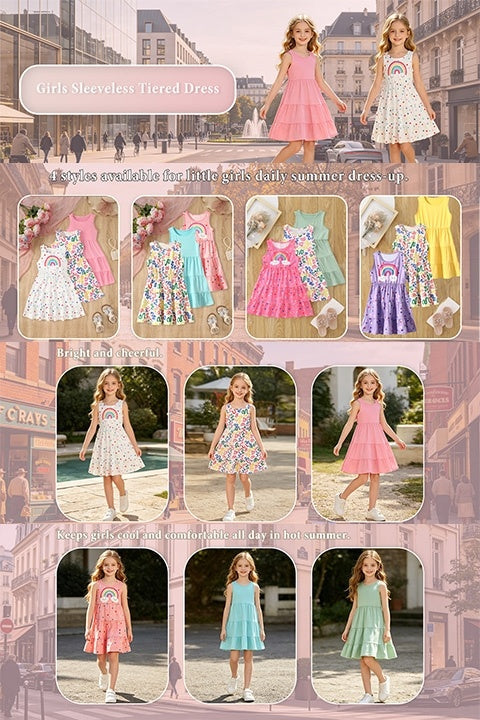 3pcs Summer Girls 8 Years Sleeveless Dress Holiday Gift Party Teenage Dresses Children Casual Dressy Pop Girls Dress 10 Years Chic Peplum Casual Skirt Sleeveless Suspenders