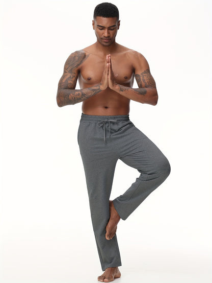 EXARUS Men'S Yoga Sweatpants Set - 2pcs, Athletic Lounge Pants with Open Bottom Straight Leg And Pockets
