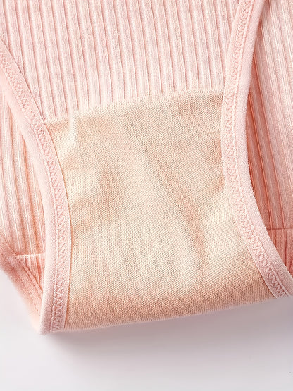 8pcs Women'S Panties Sexy Low-Waist Solid Color Briefs Ribbed Comfortable And Breathable Sports Underwear