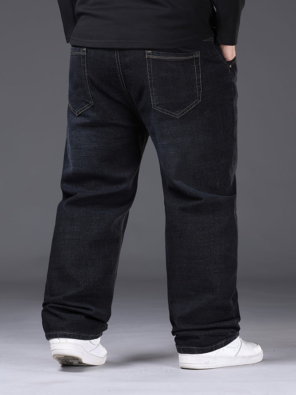 Men's Baggy Jeans - Black Denim Clean Finish
