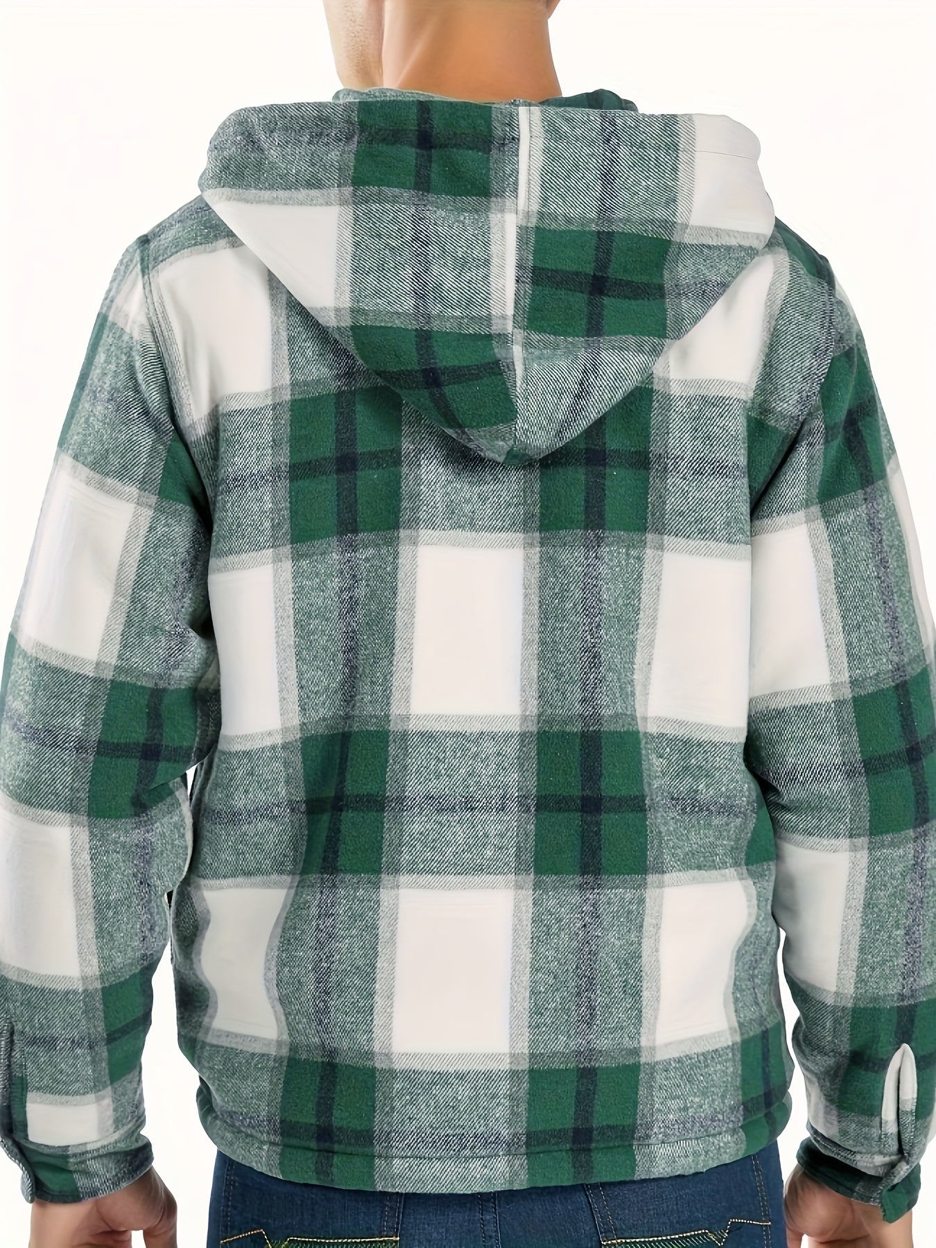 Men'S Zip-Up Hoodies with a Sherpa And Flannel Plaid Design