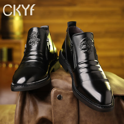 CKYF89618 Embossed Casual Men's Ankle Boot