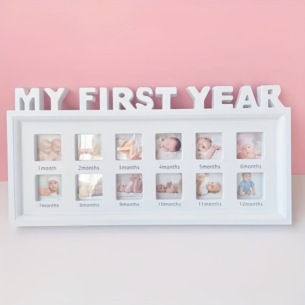 12-Month Baby Milestone Photo Frame - First-Year Photo Display