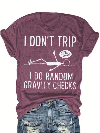 Funny 'Random Gravity Check' Graphic T-Shirt- Unique Humorous Design Suitable for Casual Wear, Perfect for Comedy Enthusiasts and Fashion Outfits, Blend T-Shirt
