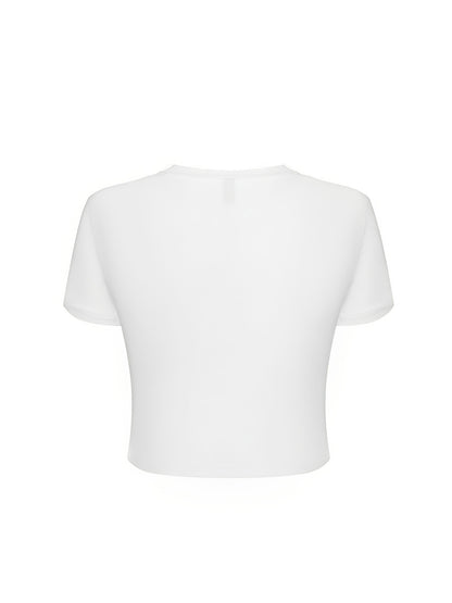 Fashion Glasses American Flag Left Lens Fashion Pattern Print Sexy Slim-Fit Crop Top for Women, Versatile Short Sleeve Round Neck Women'S T-Shirt, Spring/Summer Essential Cropped Top