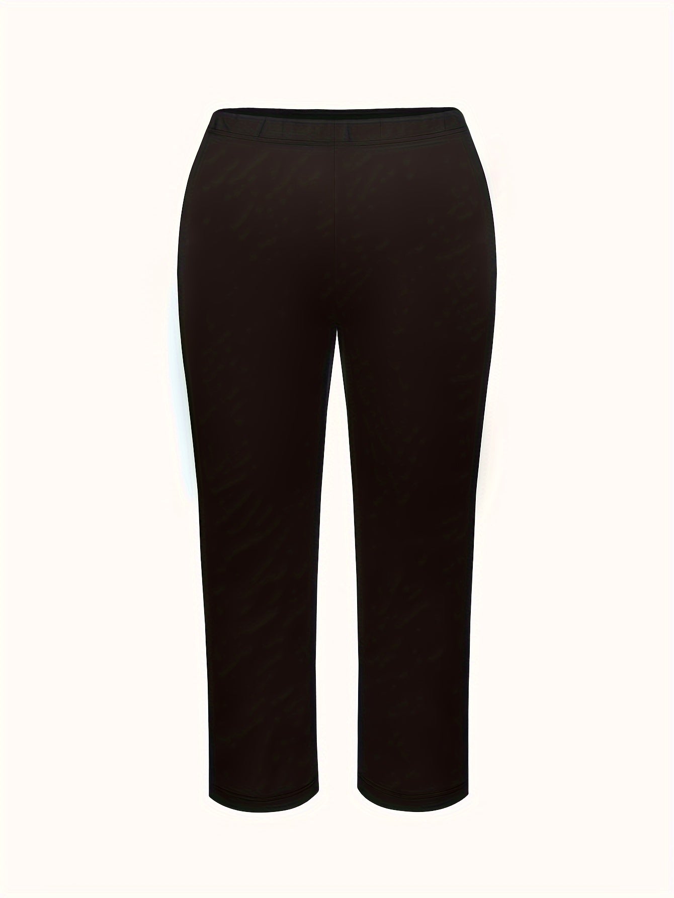 Plus Size, Spring, Summer And Autumn Plus Size Women's Pants, Tight High Stretch, Office Commuting Solid Color Trousers, Everyday Casual Suit Pants--Elegant Black Pants