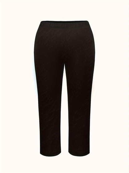 Plus Size, Spring, Summer And Autumn Plus Size Women's Pants, Tight High Stretch, Office Commuting Solid Color Trousers, Everyday Casual Suit Pants--Elegant Black Pants