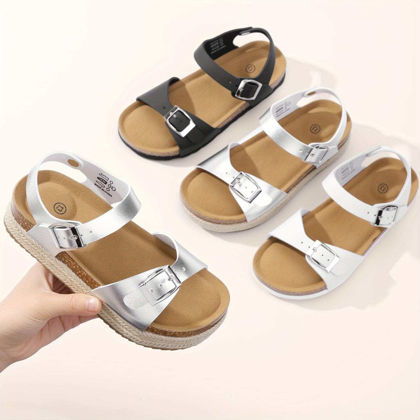 Cork Beach Slip-On Sandals with a Buckle, Lightweight And Non-Slip