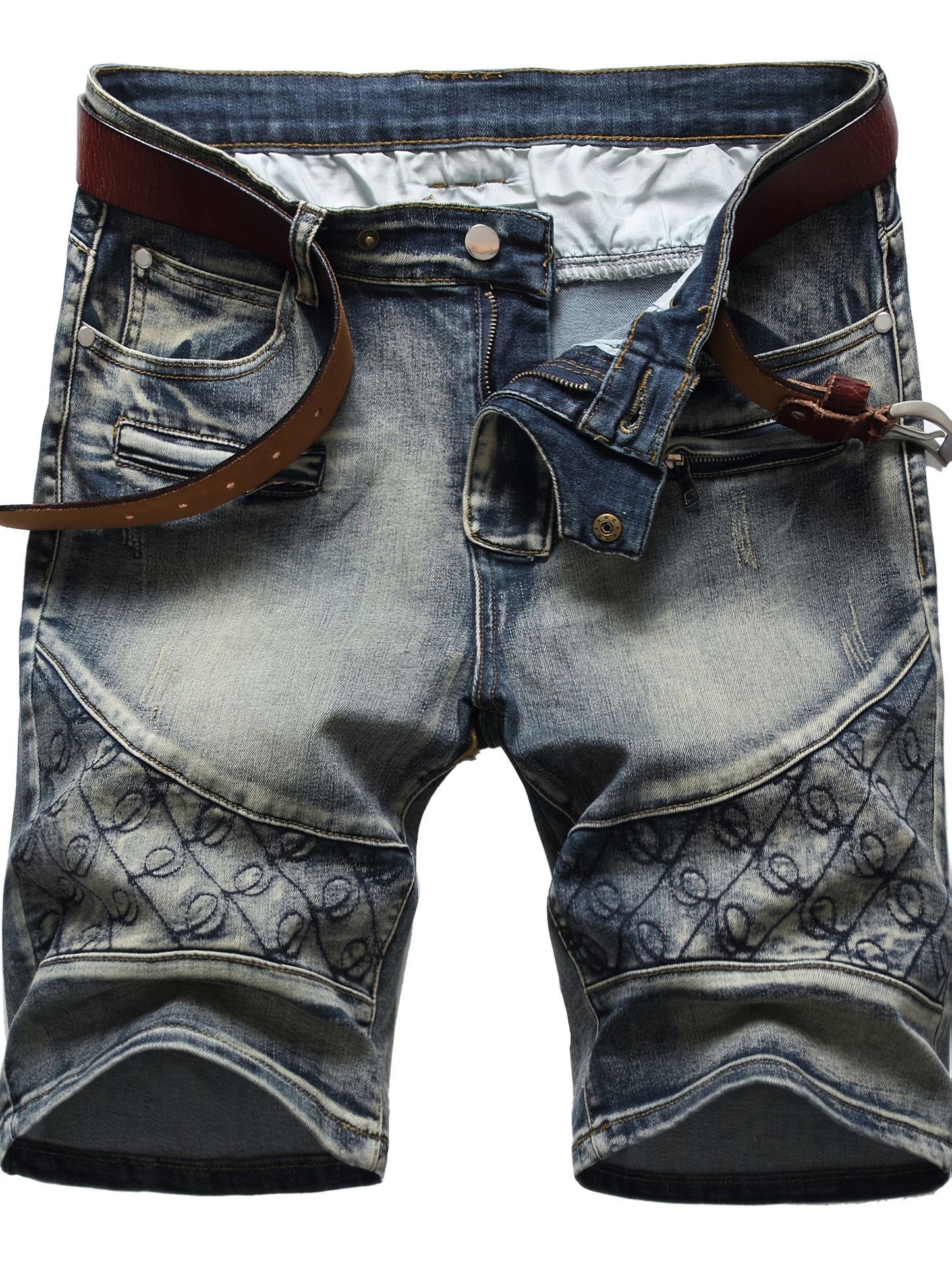 KEEVOOM Men'S Light Blue Washed Gradient Denim Shorts - Summer Casual Slim-Fit Shorts for Outdoor Sports & Trendy Daily Outfits