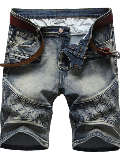 KEEVOOM Men'S Light Blue Washed Gradient Denim Shorts - Summer Casual Slim-Fit Shorts for Outdoor Sports & Trendy Daily Outfits