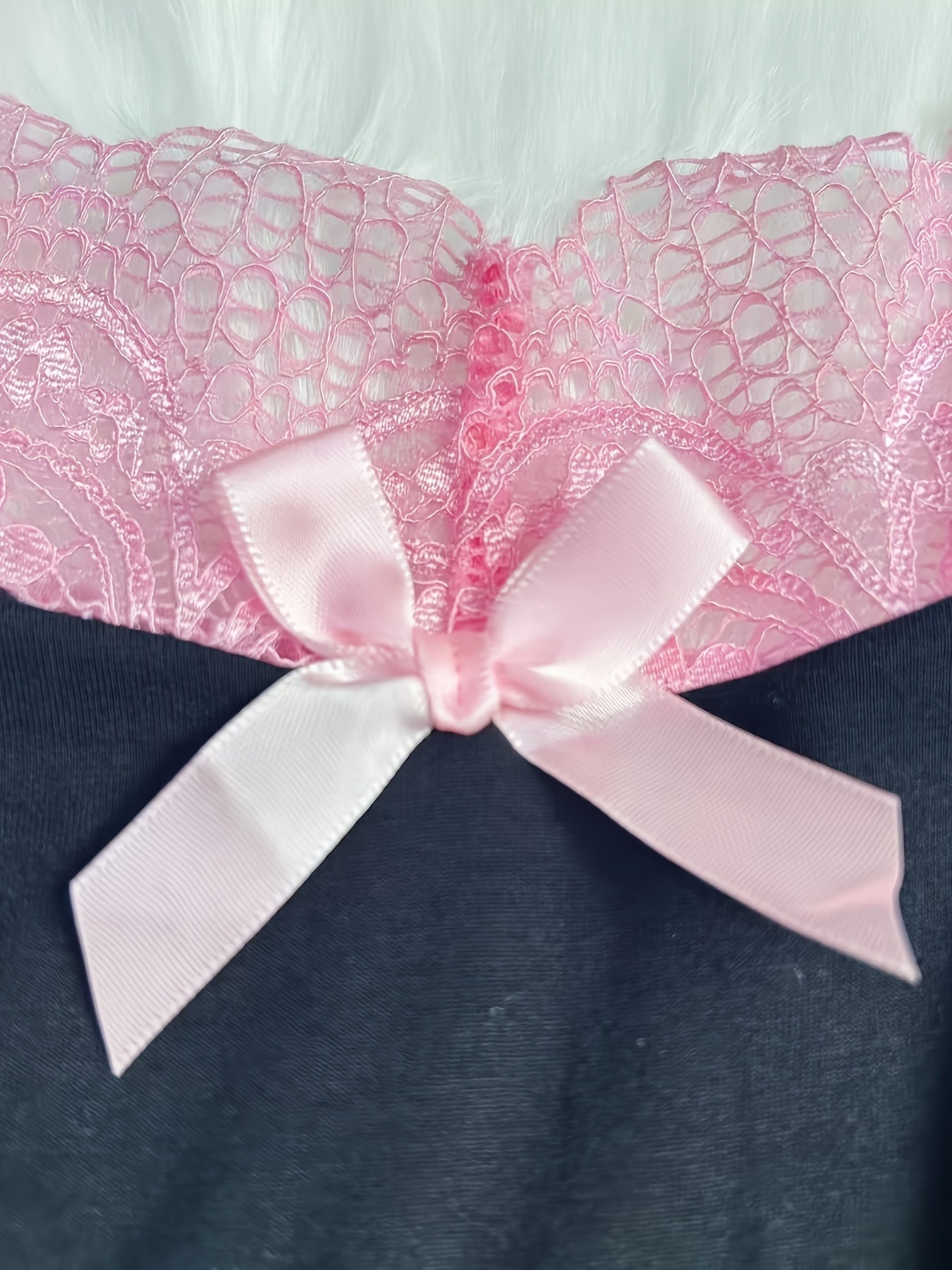 Contrast Color Lace Splicing V-Neck Bow Splicing Soft And Comfortable Skin-Friendly Casual Home Pajamas Set