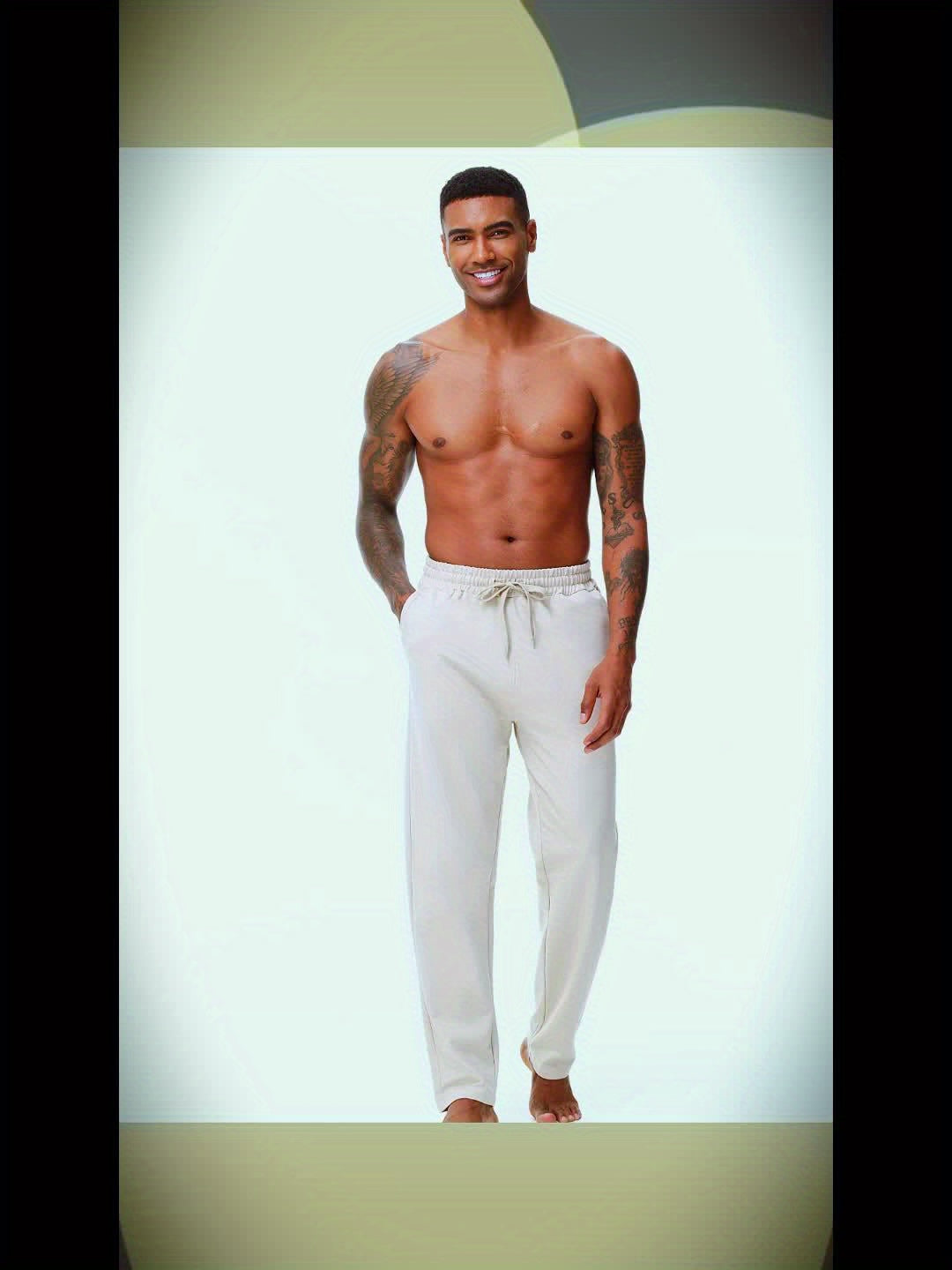 EXARUS Men'S Yoga Sweatpants Set - 2pcs, Athletic Lounge Pants with Open Bottom Straight Leg And Pockets