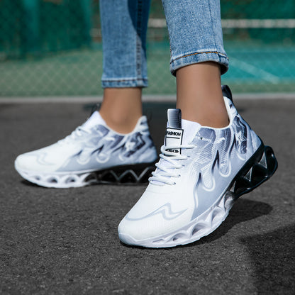 Women's Fashion Casual Sneakers - Breathable Mesh Fabric Running Shoes, Lightweight Lace-Up Low Top with Round Toe, All-Season Comfort, Fabric Inner & Insole, MD Sole, Women Shoes