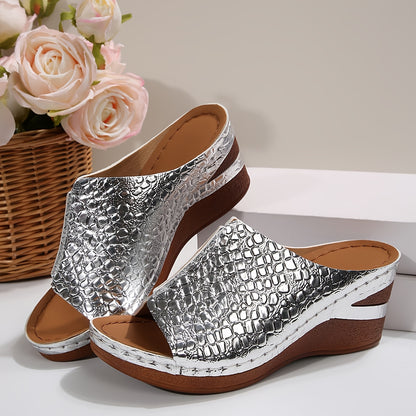 Comfortable And Stylish Slip-On Sandals For Women, Perfect For Both Indoor And Outdoor Use, Featuring A Round Toe Design, Ideal For Casual Wear And Holidays With A Wedge Midsole, Sandals For Women Summer, Womens Sandals, Womens Shoes