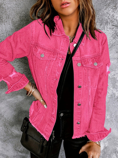 Women's Medium Blue Denim Oversized Denim Jacket - product view 23