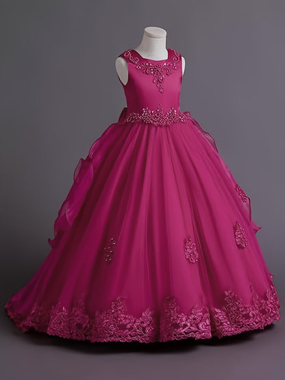 (Size Is Slightly Larger, Recommended To Purchase One Size Smaller Than Usual) Flower Dress Princess Puffy Tulle Dresses Bridesmaid Wedding Communion Birthday Party Pageant Maxi Prom Gown For Kids